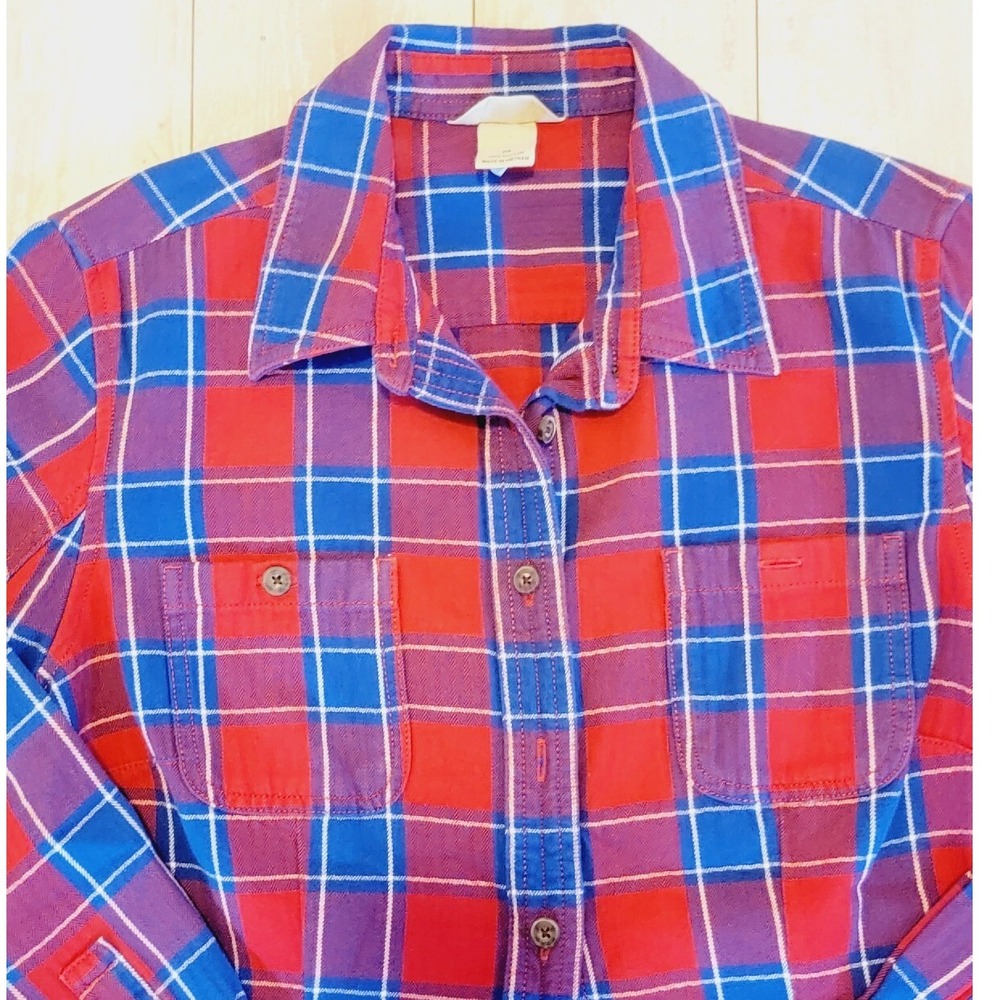 Duluth Trading M Flannel Shirt Women's Plaid Cotton Button‎ Lumberjack Style